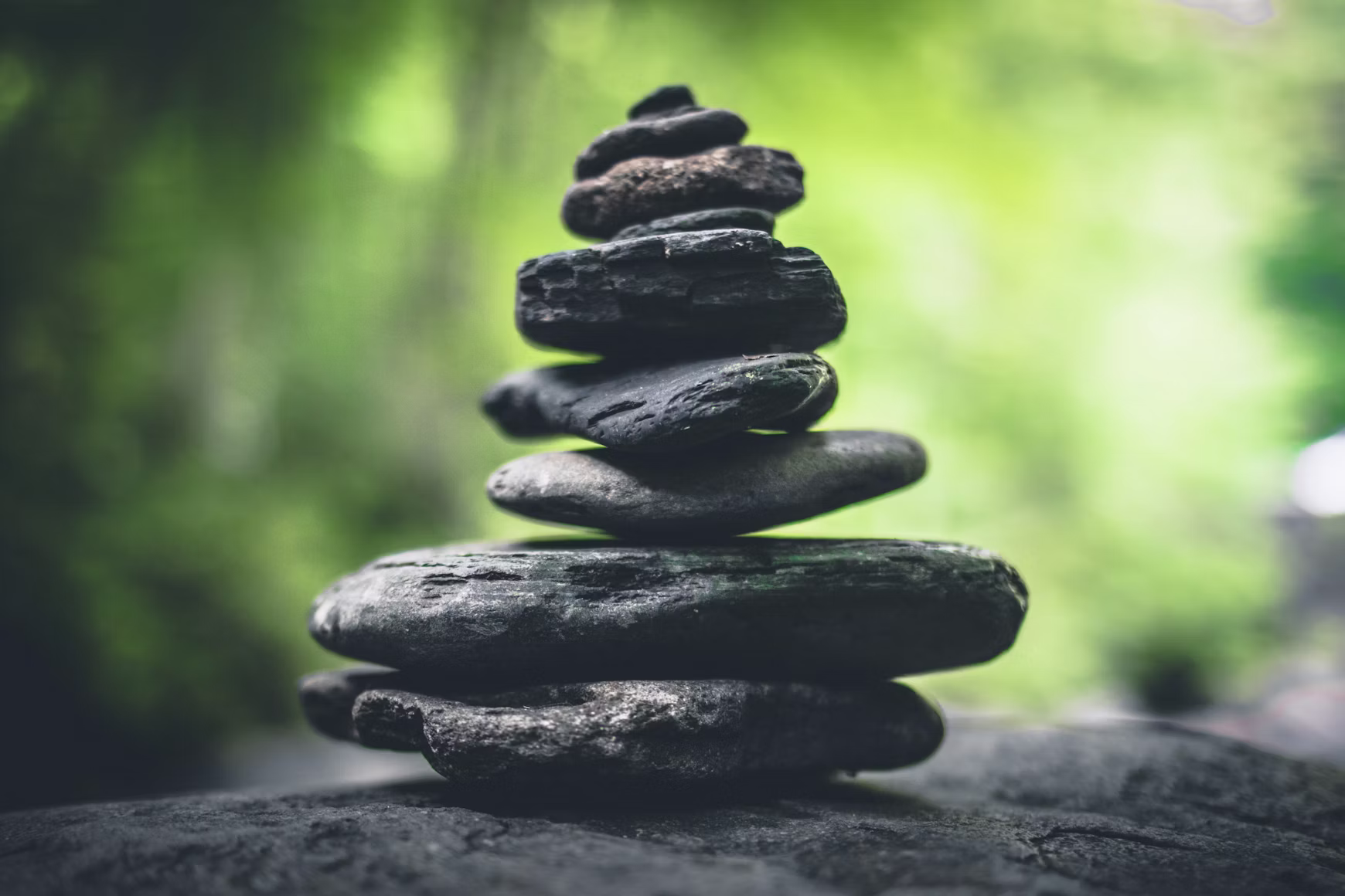 Calm stones and natural greenery